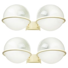 Pair of White Metal, Glass 1960 Mod. 238/2 Sconces by Gino Sarfatti for Arteluce Pair of White Metal, Glass 1960 Mod. 238/2 Sconces by Gino Sarfatti for Arteluce