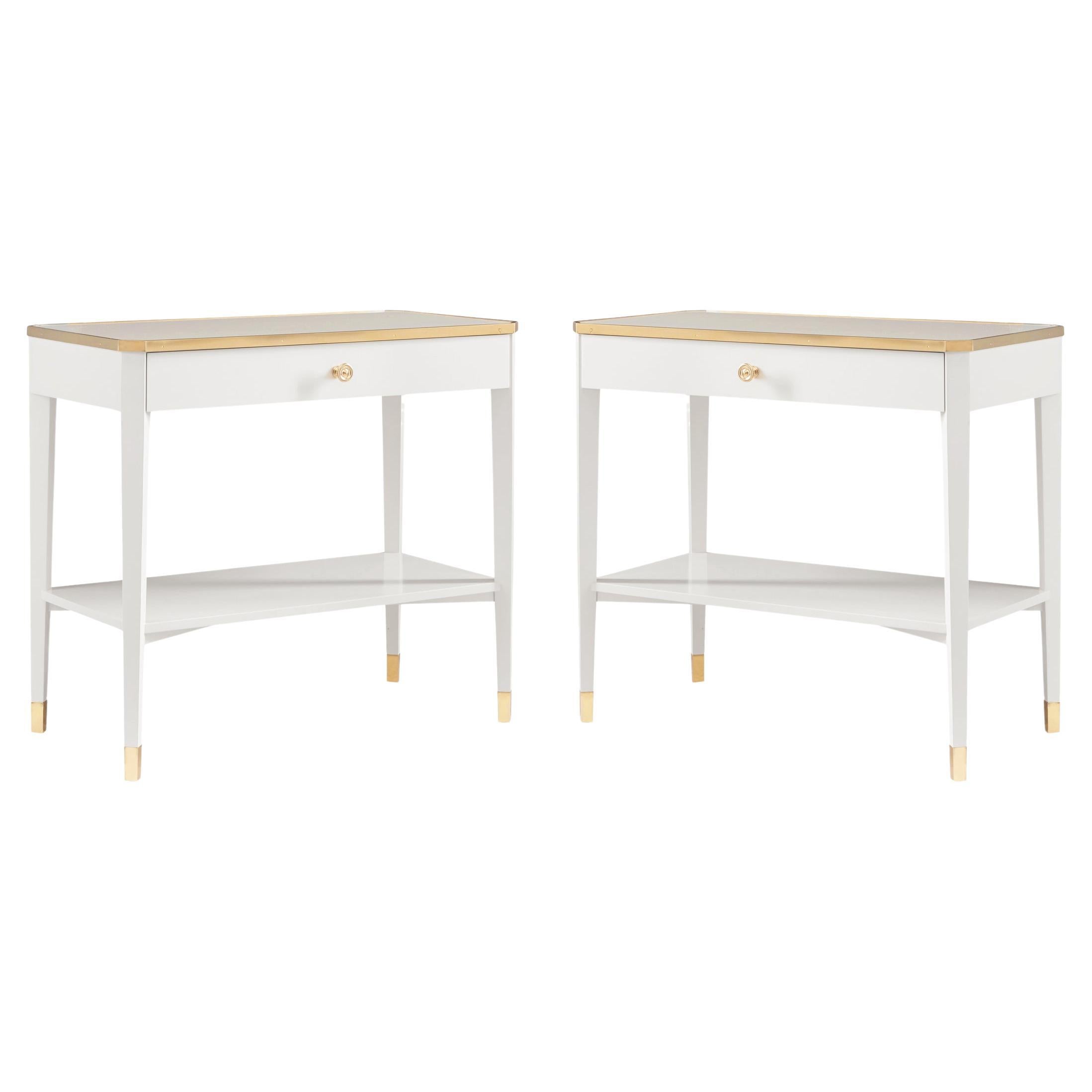 Pair of White Mid Century Bedside Tables