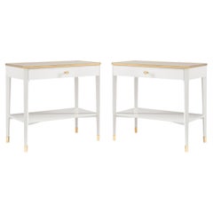 Pair of White Mid Century Bedside Tables