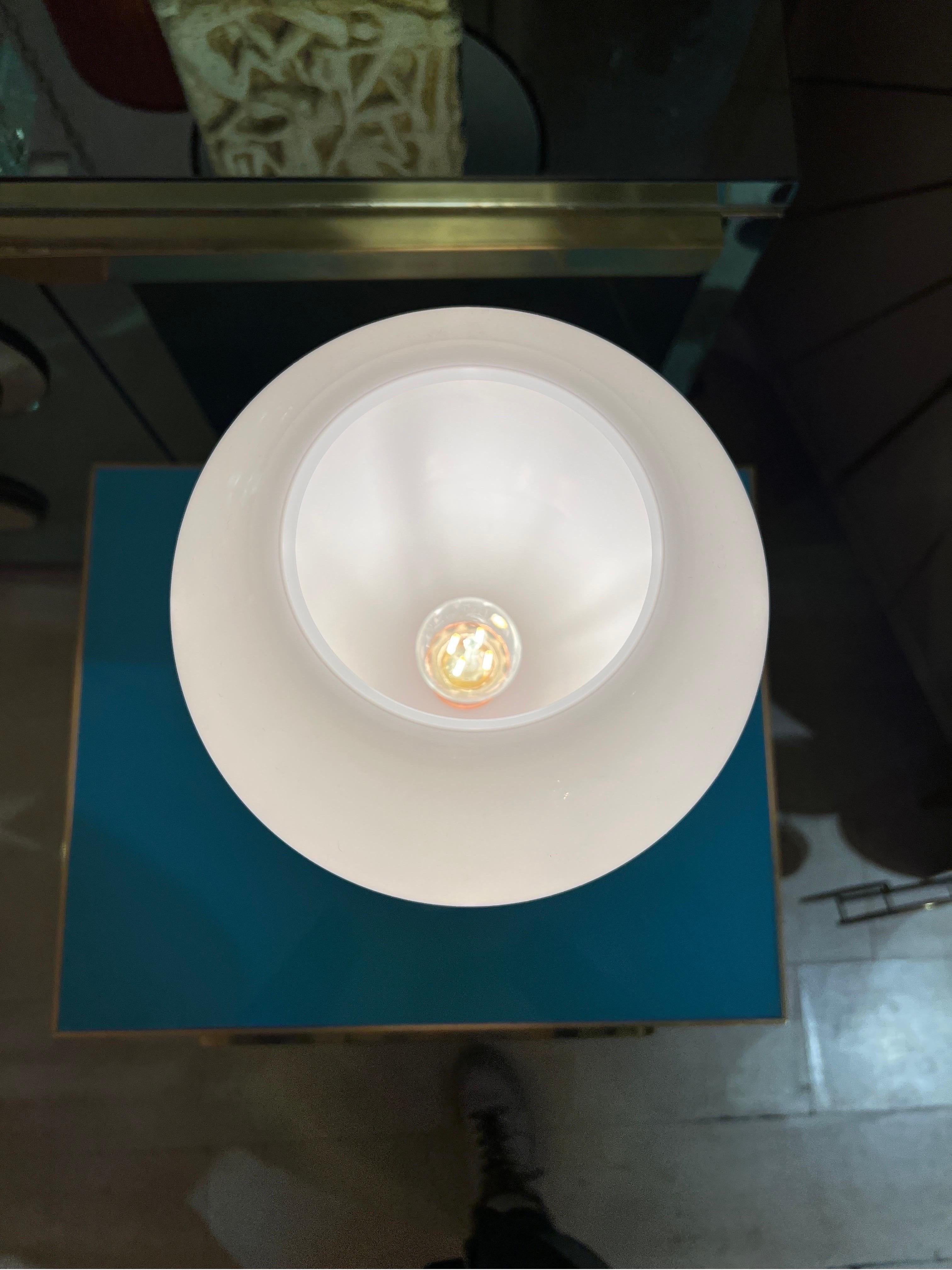 Pair of White Murano Glass Hourglass Table Lamps, 1950s 9