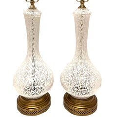Pair of White Murano Glass Lamps