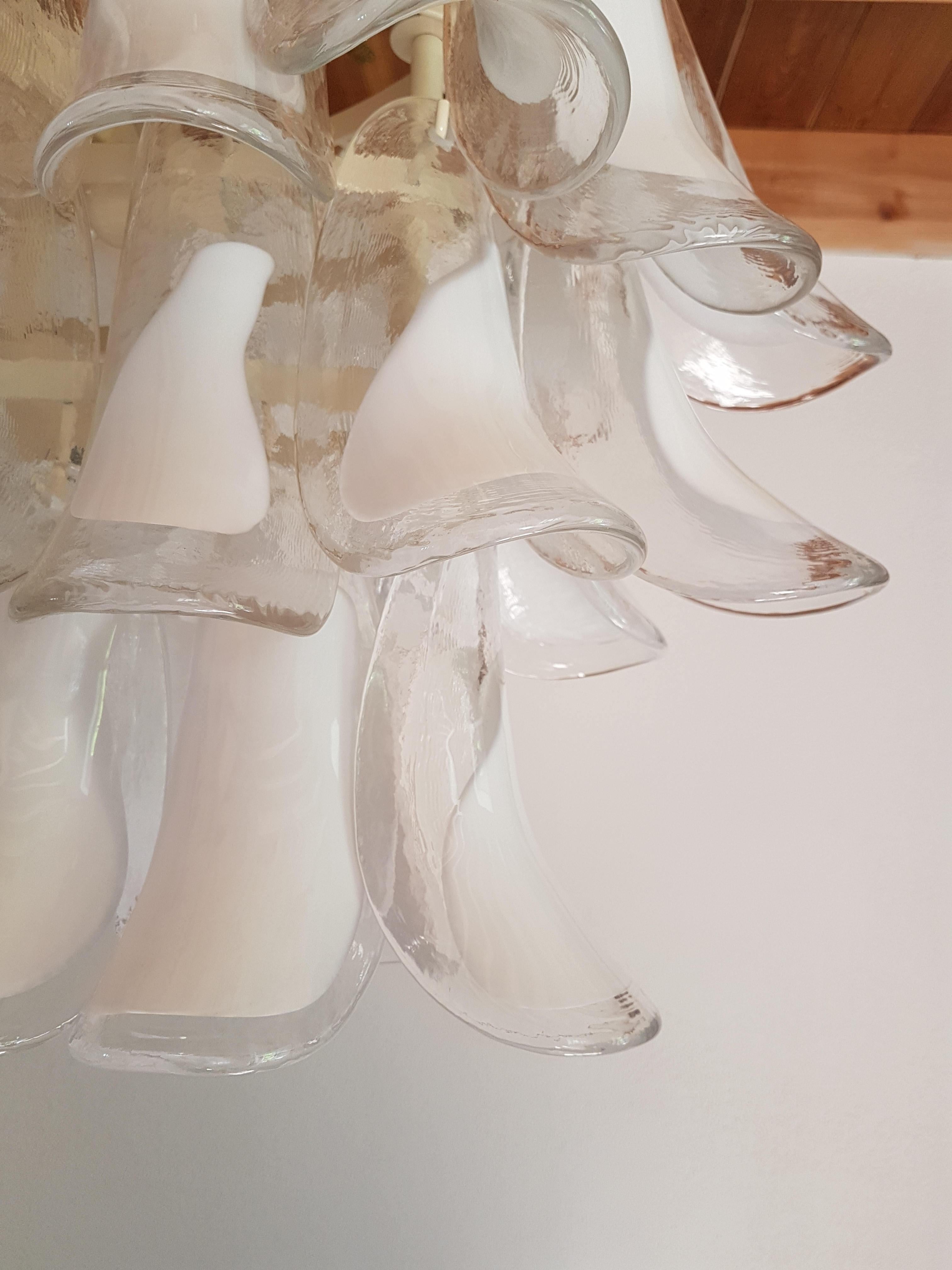 Mazzega Mid Century Modern White Murano Glass Oval Chandelier 2 Available Mazzega Mid Century Modern White Murano Glass Oval Chandelier 2 Available