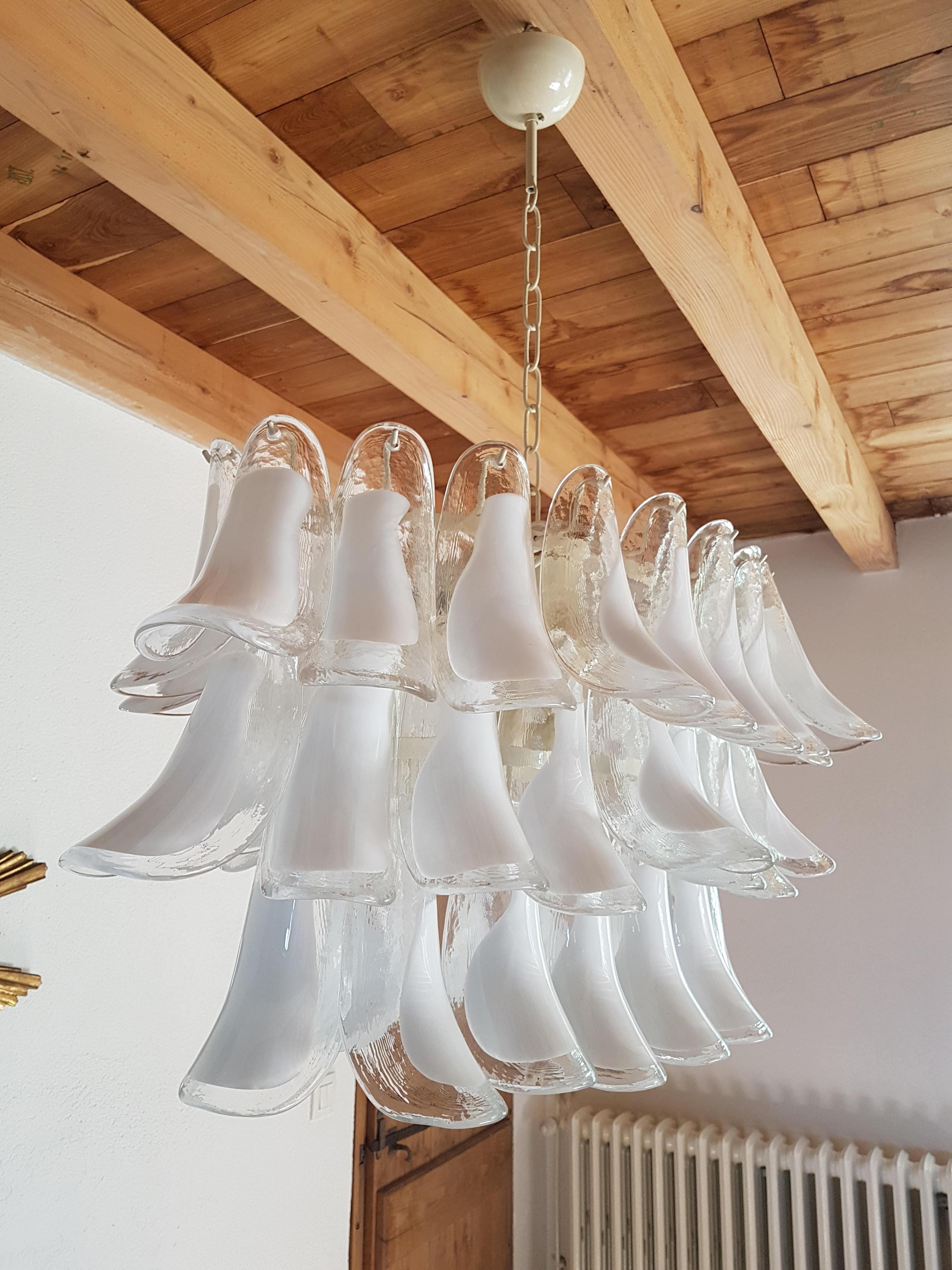 Mazzega Mid Century Modern White Murano Glass Oval Chandelier 2 Available Mazzega Mid Century Modern White Murano Glass Oval Chandelier 2 Available
