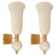 Pair of white Murano glass sconces
