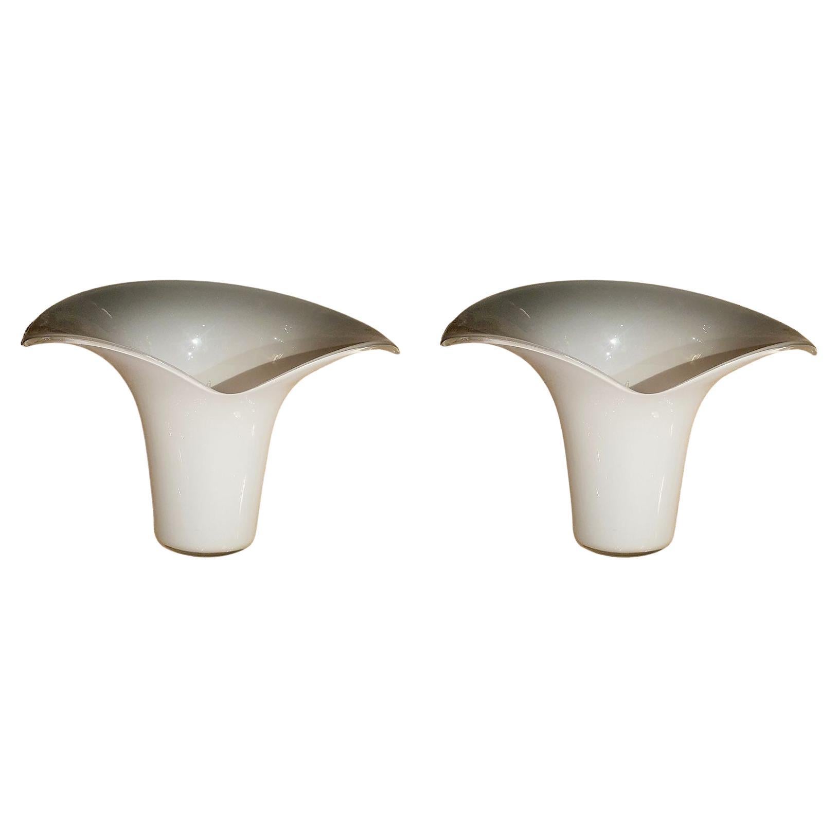 Pair of white Murano glass sconces