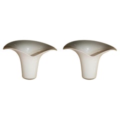 Vintage Pair of white Murano glass sconces