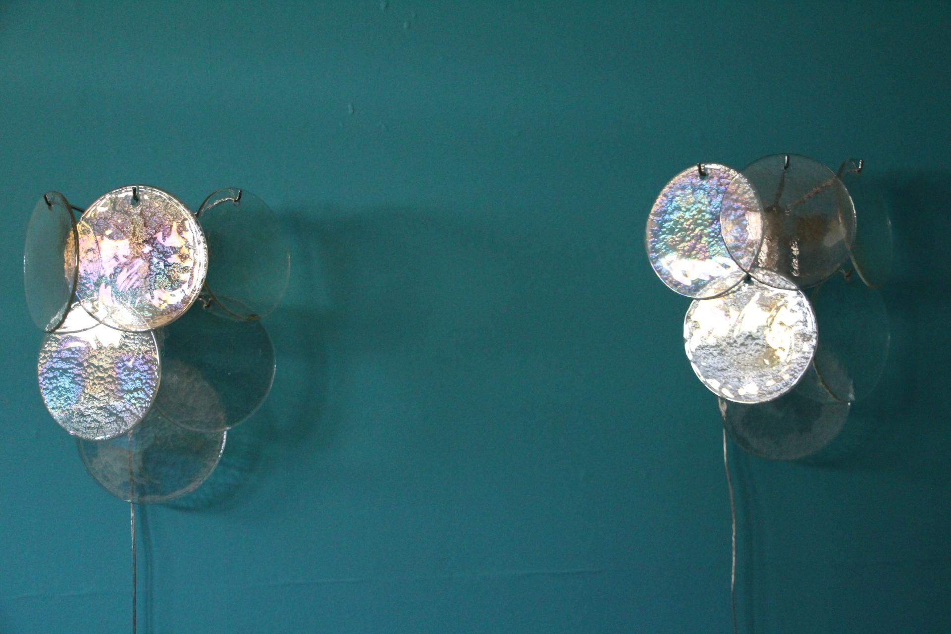 Murano Glass Sconces, Iridescent and Pearly Glass , Vistosi Style Wall Lights 7