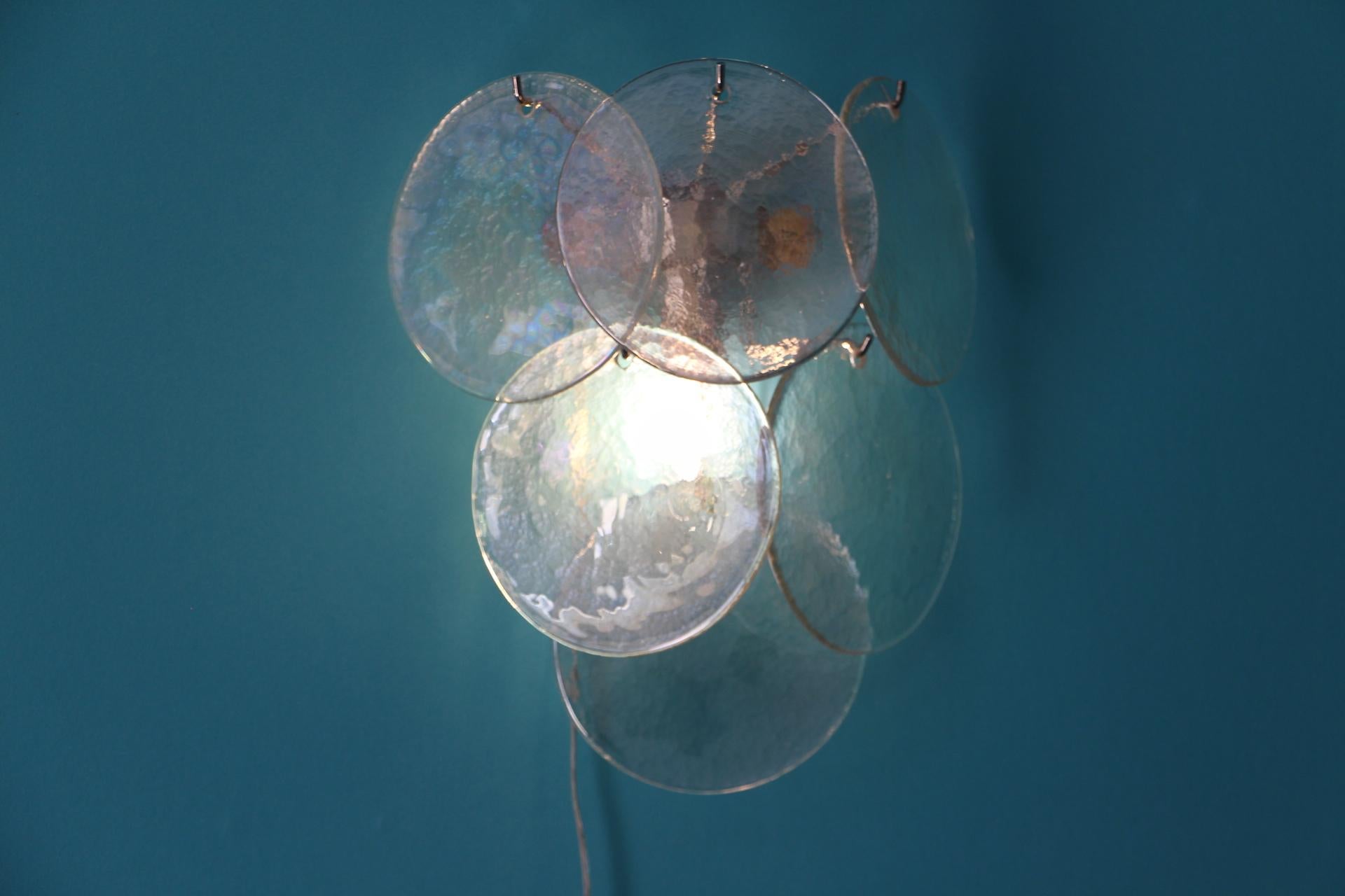 Murano Glass Sconces, Iridescent and Pearly Glass , Vistosi Style Wall Lights In Excellent Condition In Saint-Ouen, FR