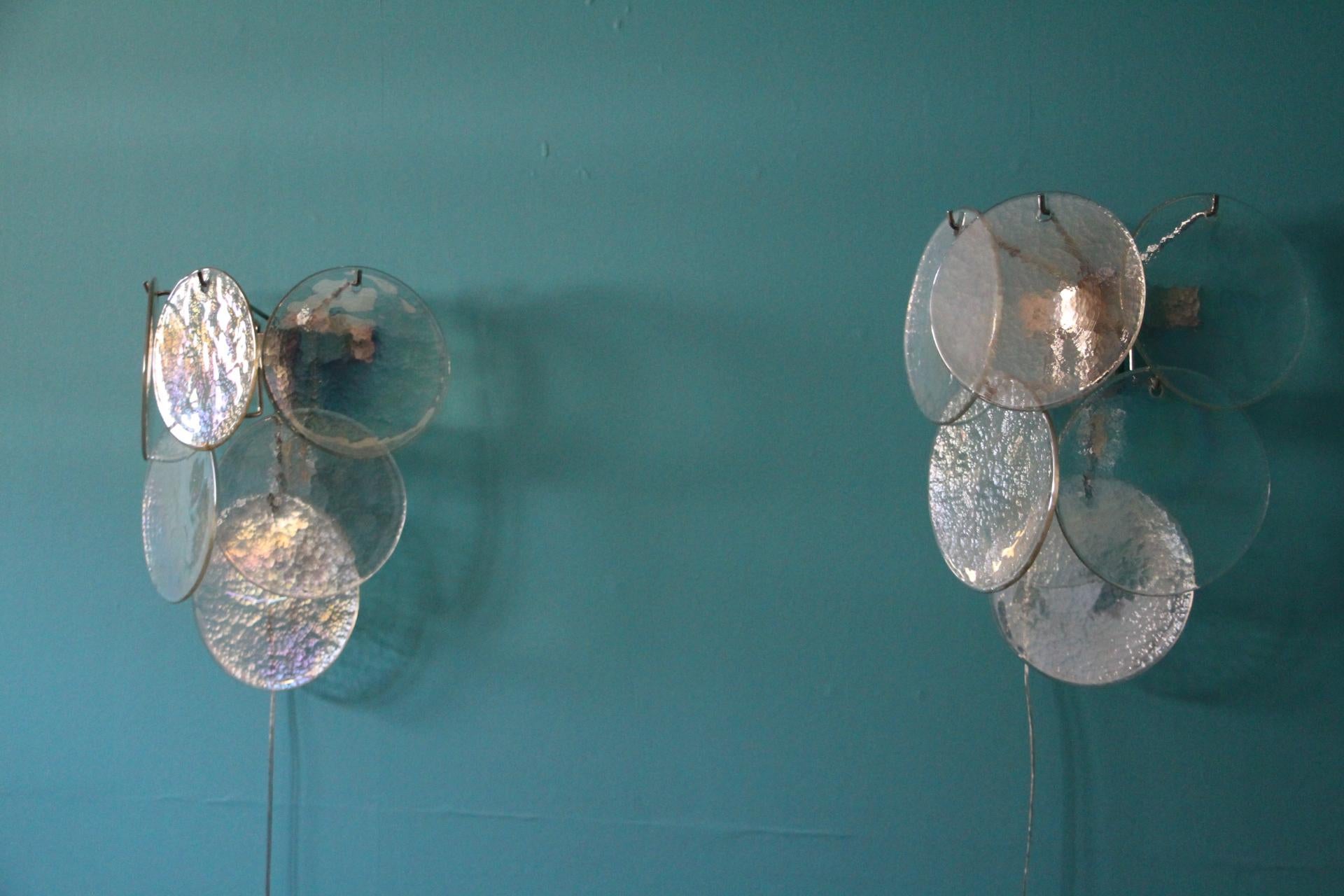 Murano Glass Sconces, Iridescent and Pearly Glass , Vistosi Style Wall Lights 1