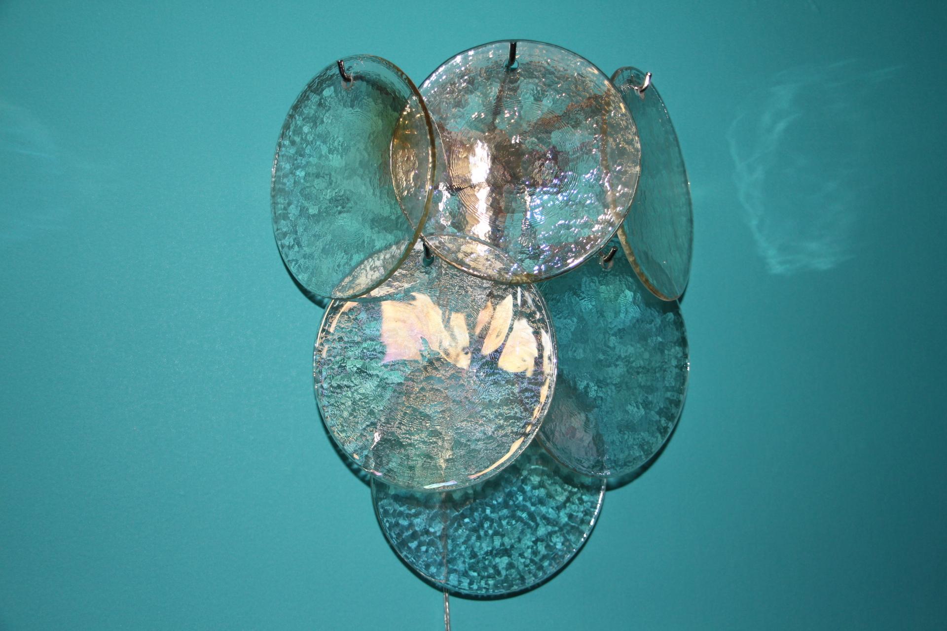 Murano Glass Sconces, Iridescent and Pearly Glass , Vistosi Style Wall Lights 3