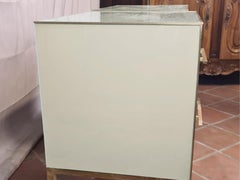 Pair of White Murano Opaline Glasses with Brass Trim and Legs, Available