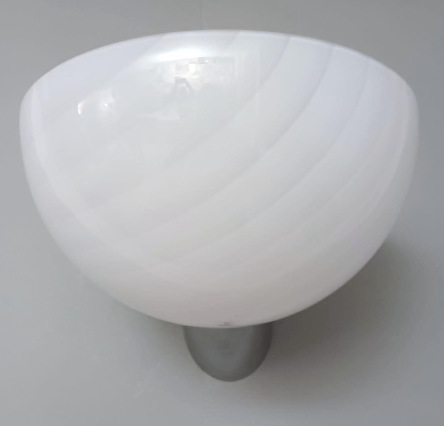 Mid-Century Modern Pair of White Murano Uplight Sconces, 6 Pairs Available For Sale