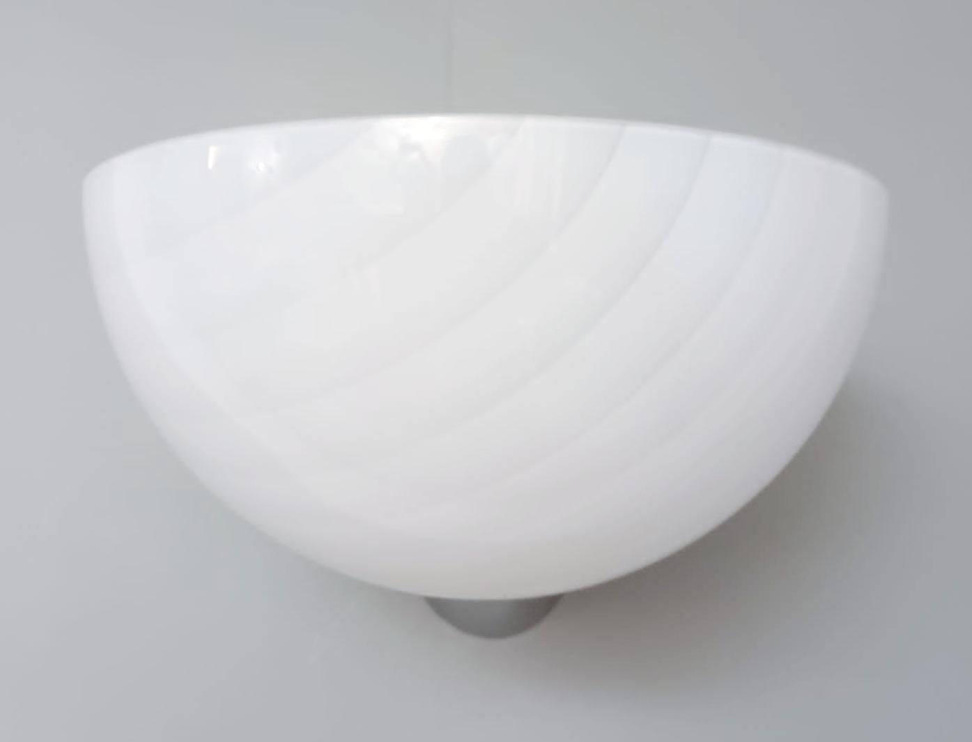 Italian Pair of White Murano Uplight Sconces, 6 Pairs Available For Sale