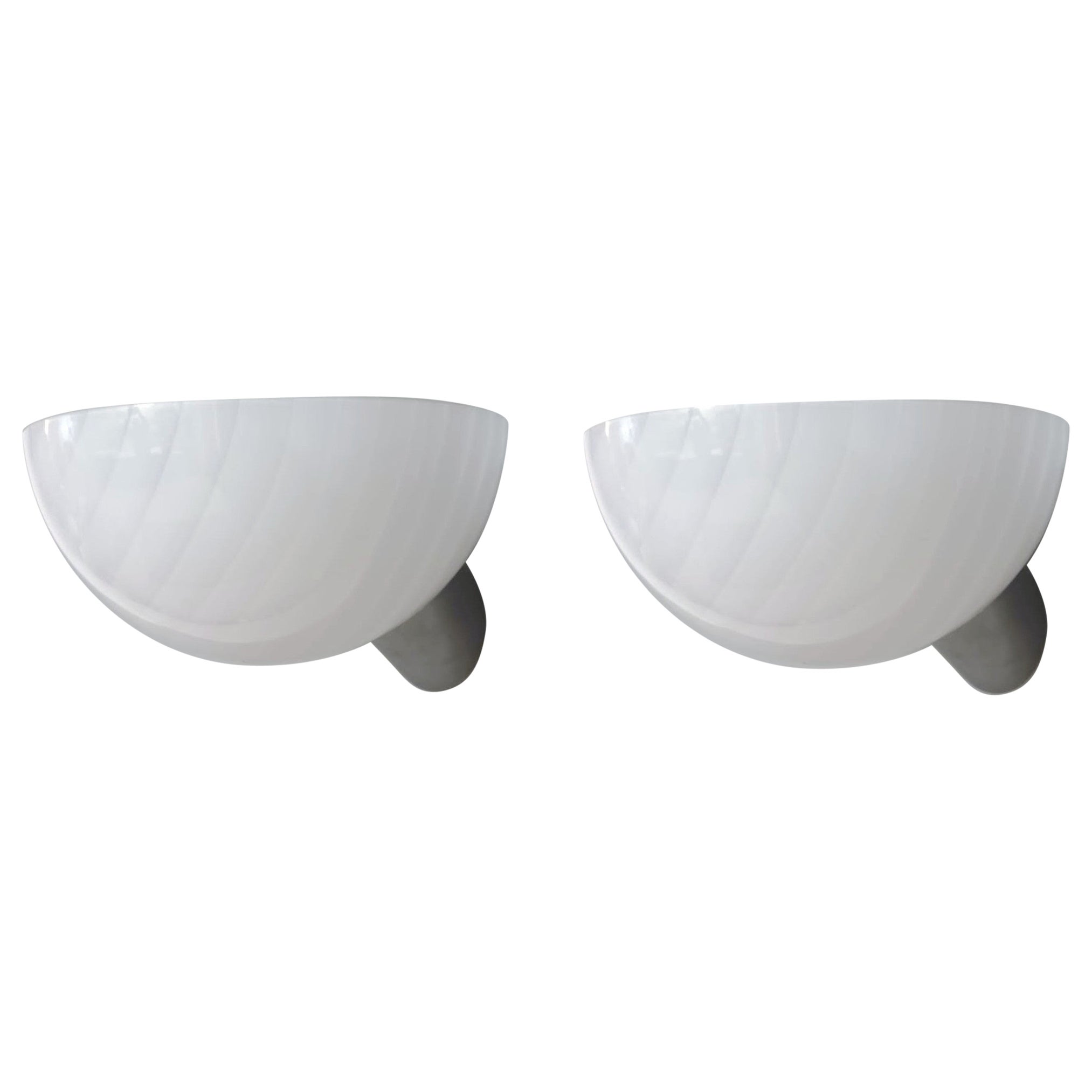 Pair of White Murano Uplight Sconces, 6 Pairs Available