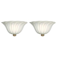 Pair of White Murano Uplight Sconces