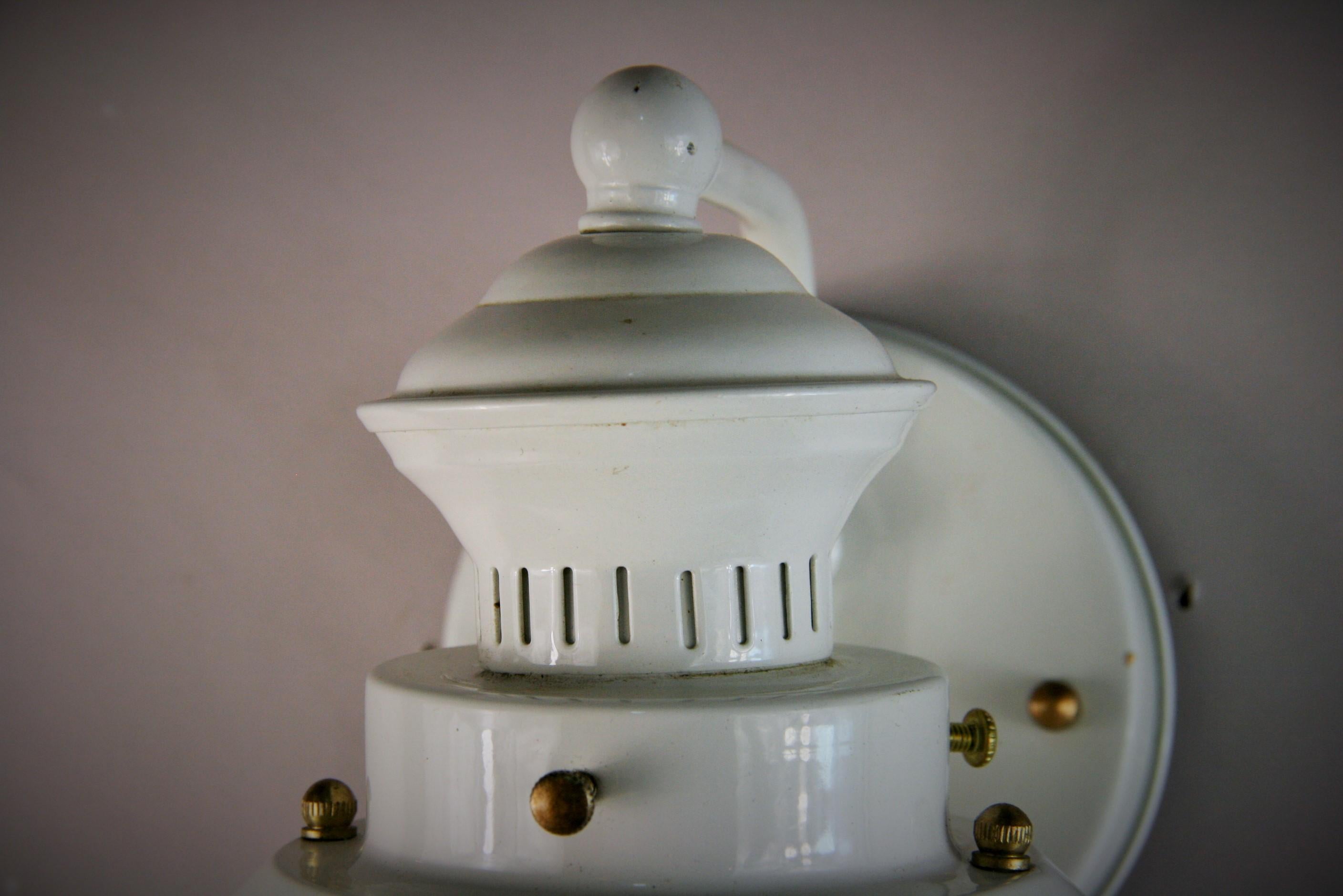 American Pair of White Nautical Lantern Sconces For Sale