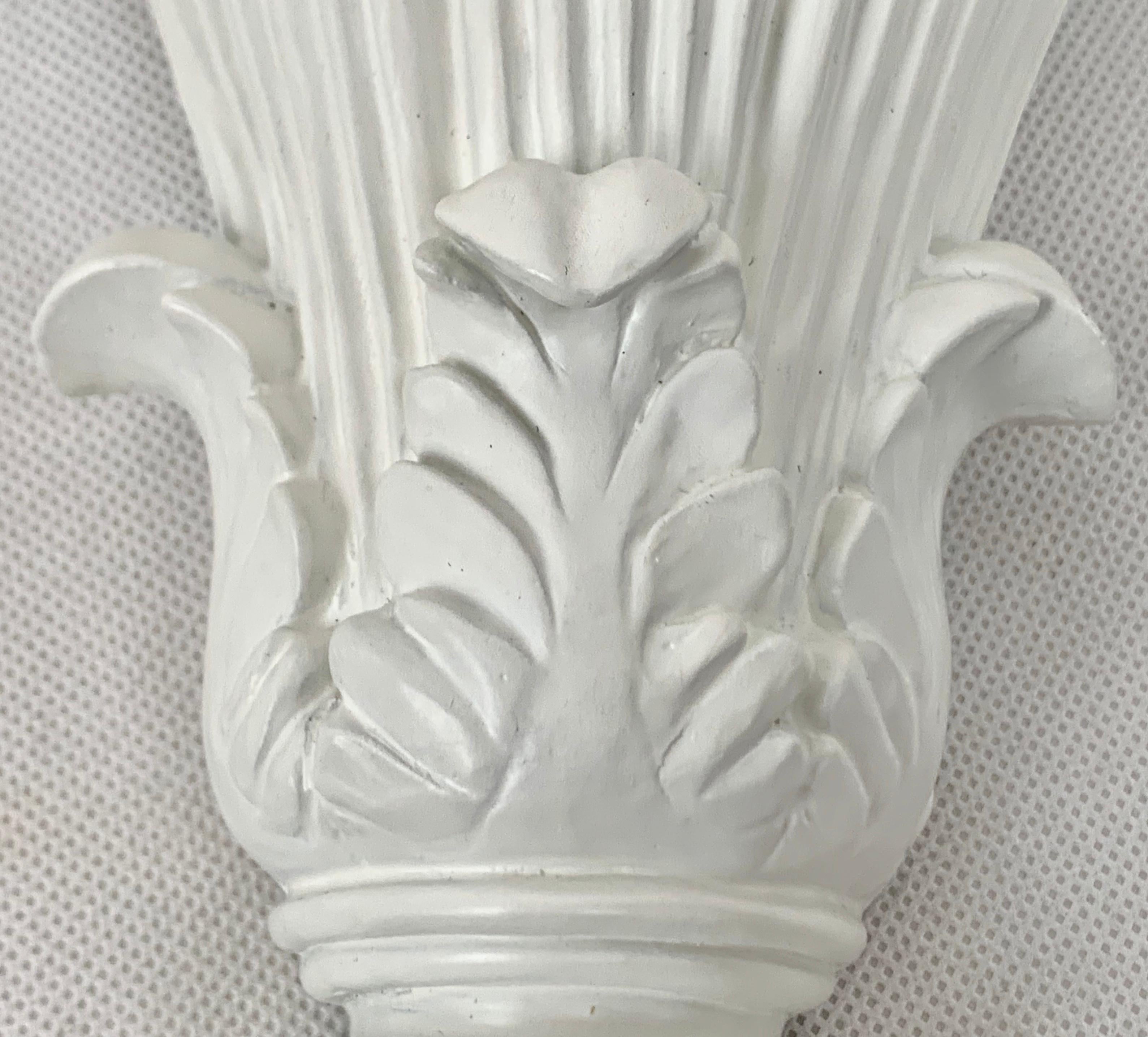 A Pair of Wall Brackets in White in a Neoclassical Style In Good Condition In West Palm Beach, FL