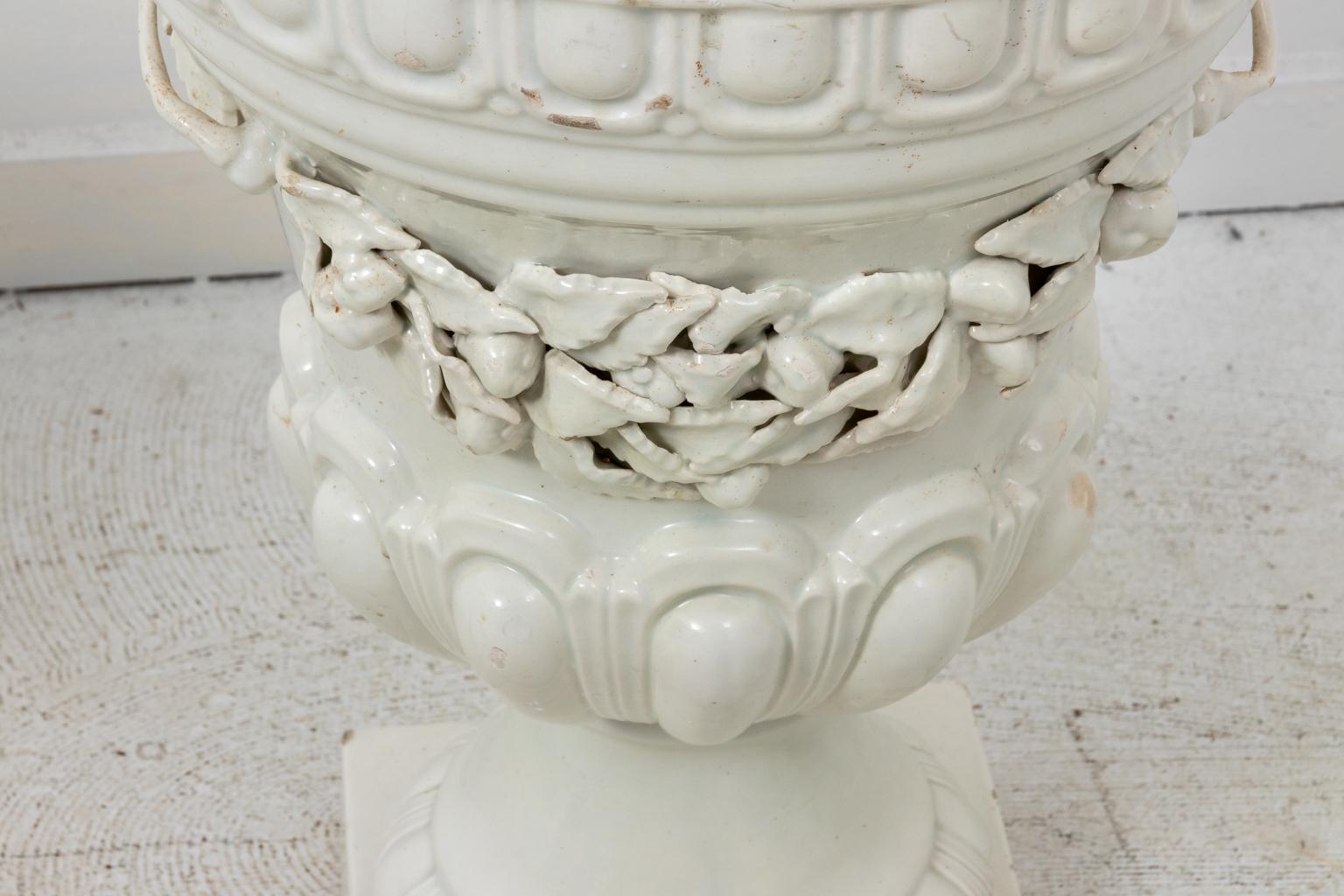 Pair of White Neoclassiclal Style Urns 2