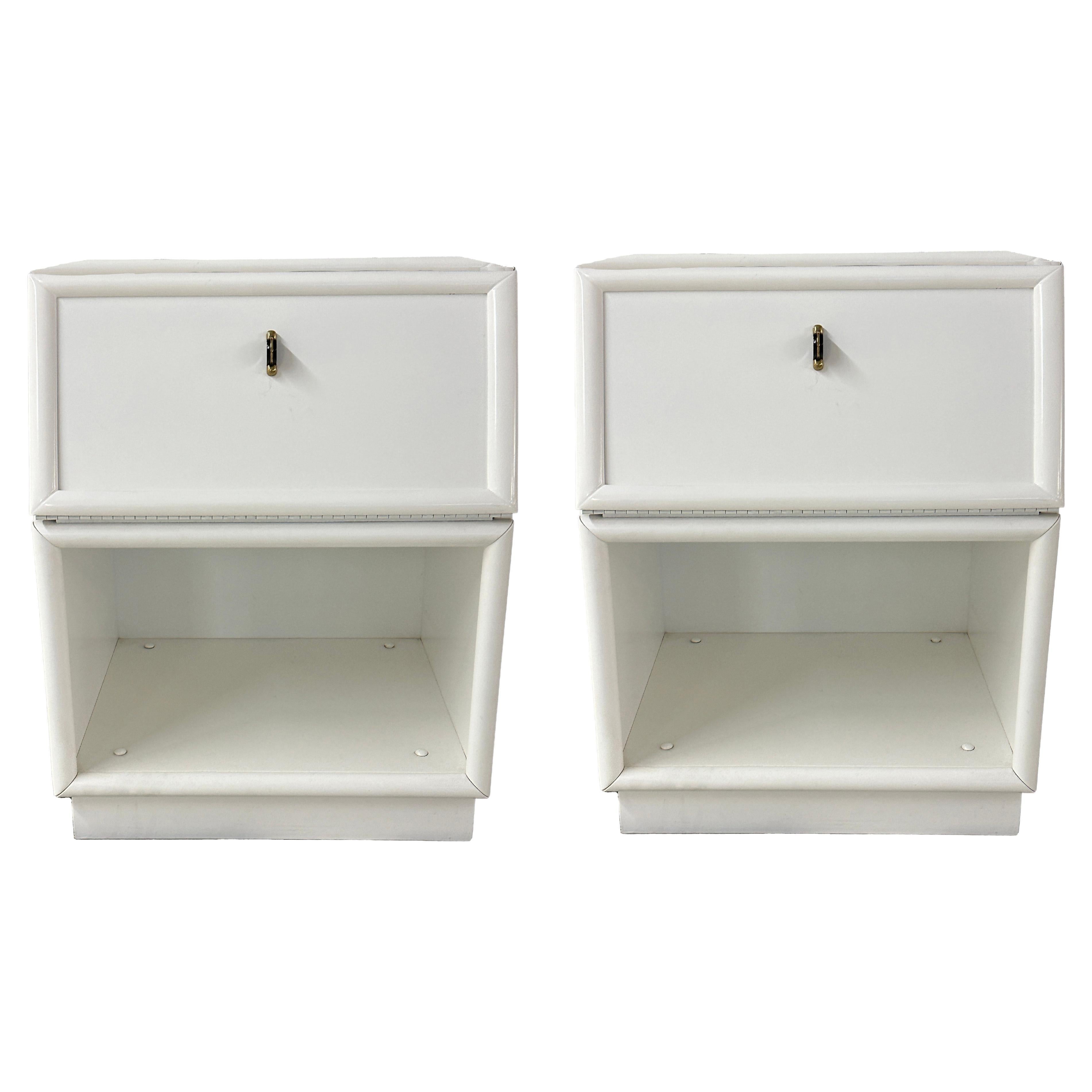 Pair of White Nightstands by Henredon For Sale