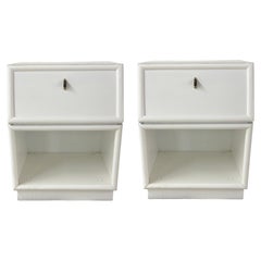 Retro Pair of White Nightstands by Henredon