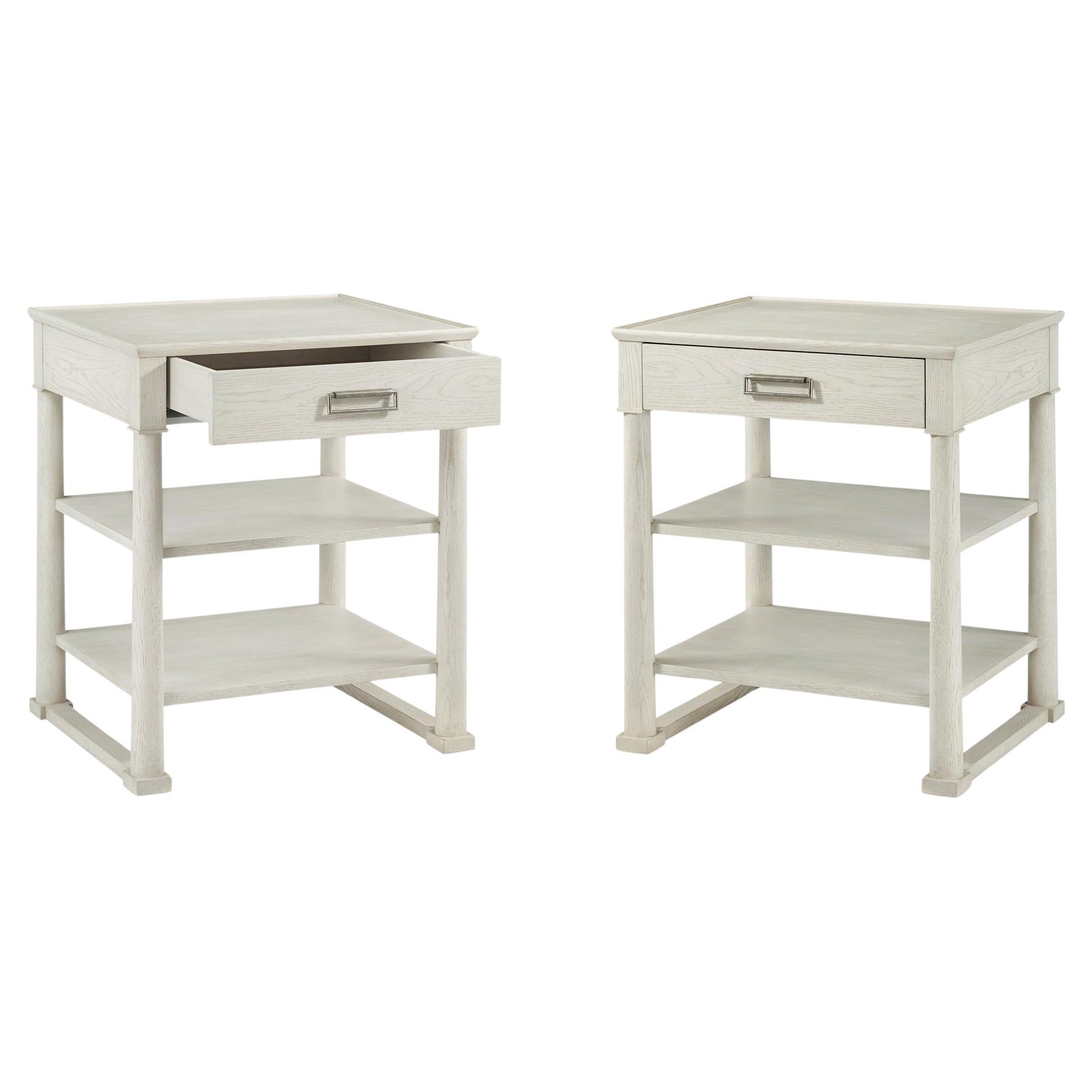 Pair of White Oak Empire Nightstands