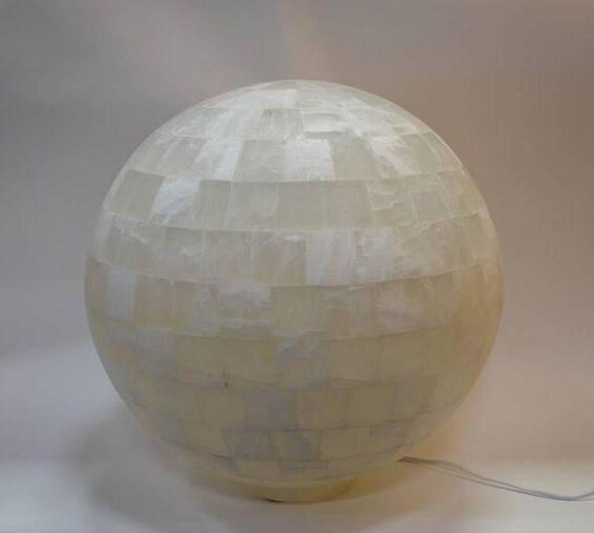 Pair of White Onyx Sphere Lights, c. 1990's In Good Condition For Sale In Los Angeles, CA