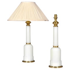Pair of White Opaline Glass Lamps