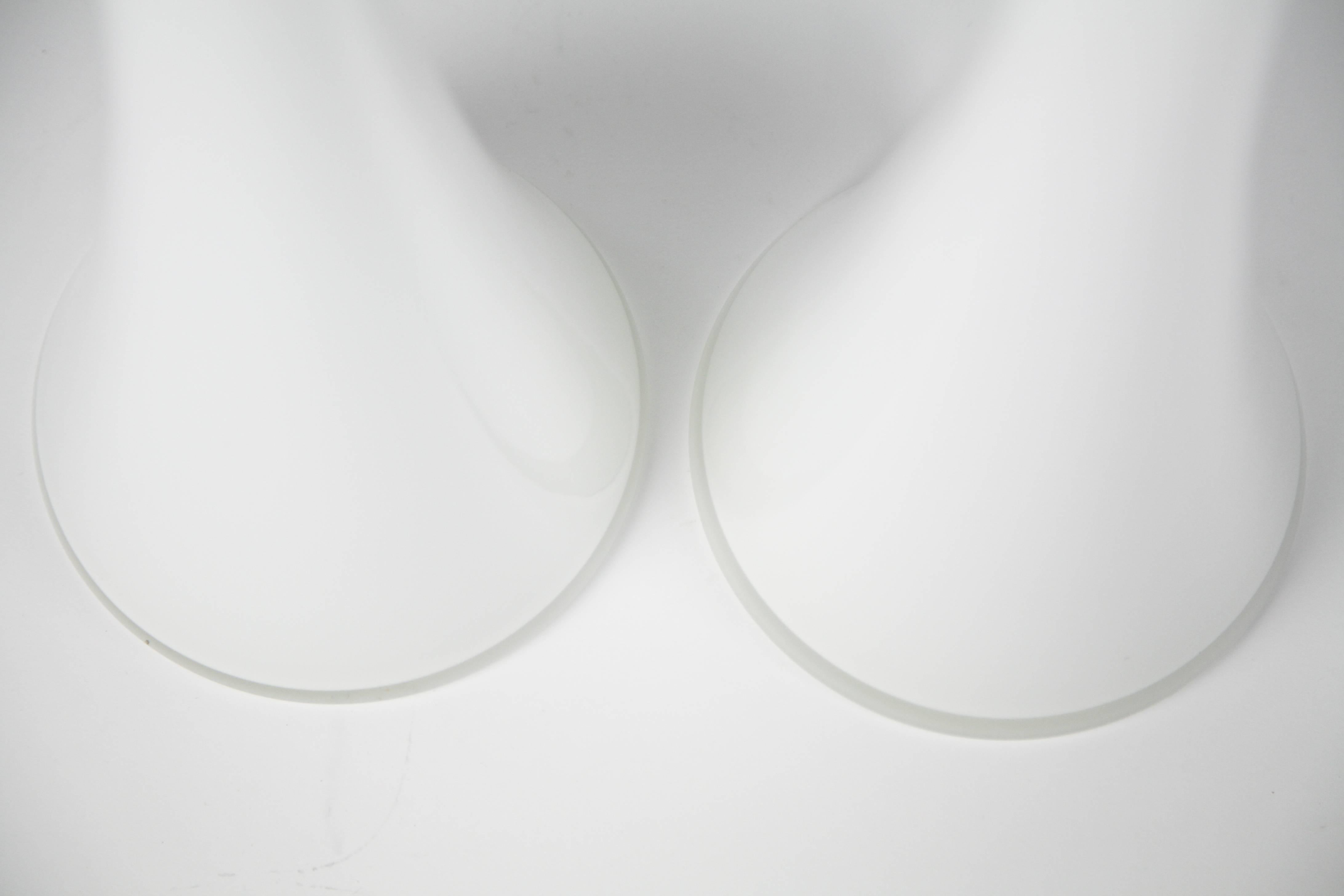 Hand-Crafted Pair of White Opaline Glass Table Lamps by Bergboms, Sweden, 1960