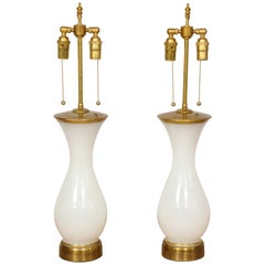 Pair of White Opaline Lamps