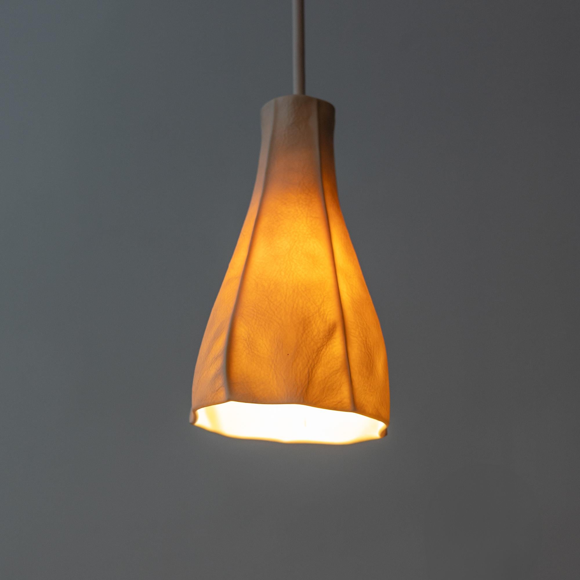 Contemporary Pair of White Organic Porcelain Mini Pendant Light, Kawa Light 06 For Sale