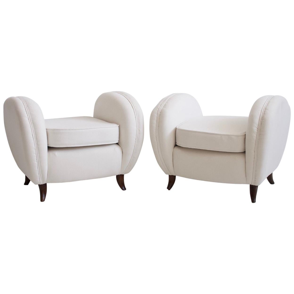 Pair of White Ottomans by Vittorio Valabrega, circa 1930 For Sale at