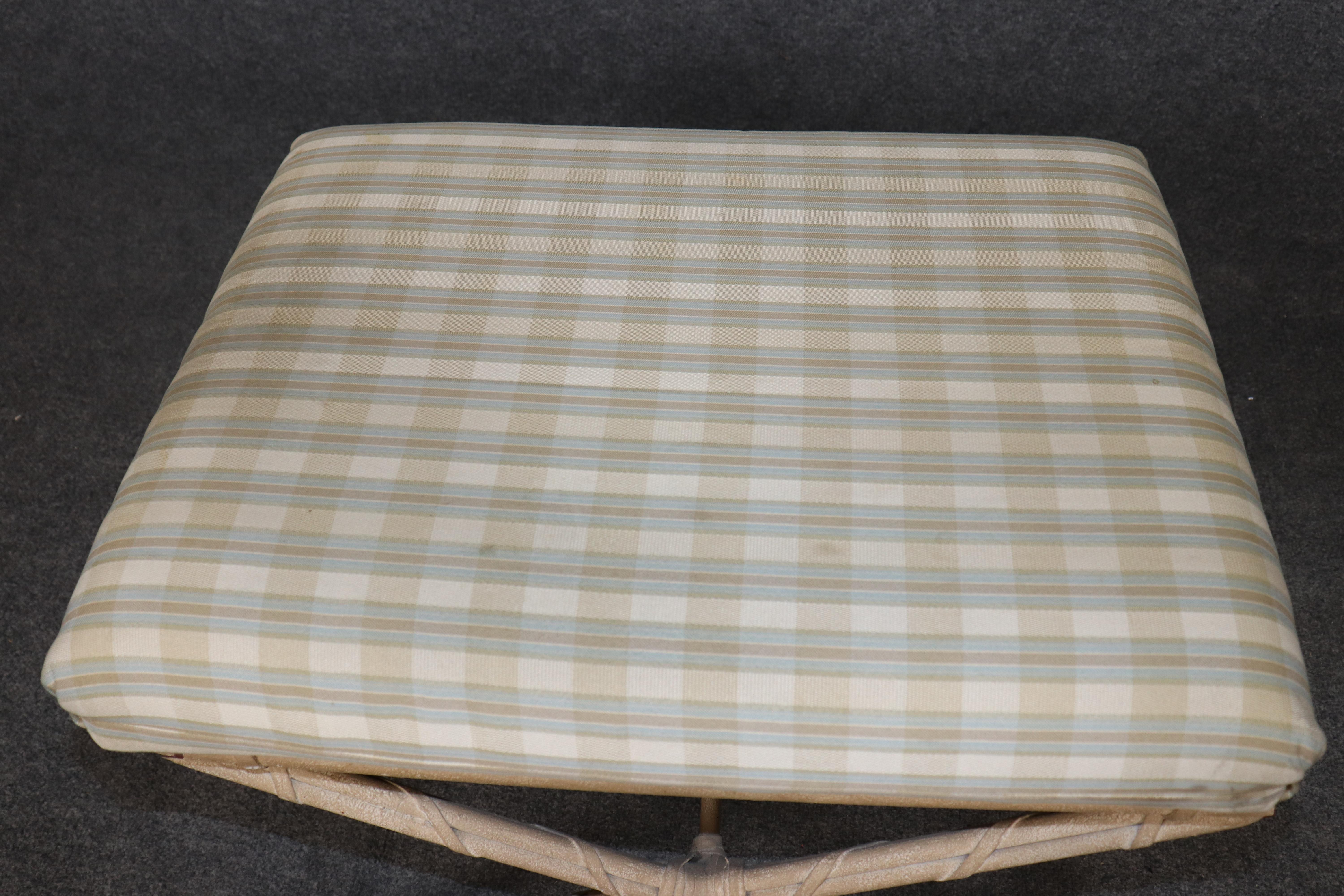 Pair of White Paint Decorated Faux Bamboo French Directoire Style X Benches For Sale 1