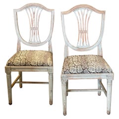 Pair of White Painted 19th Century Swedish Chairs