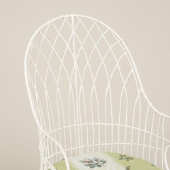 Pair of White Painted 19th Century Wire Conservatory Chairs