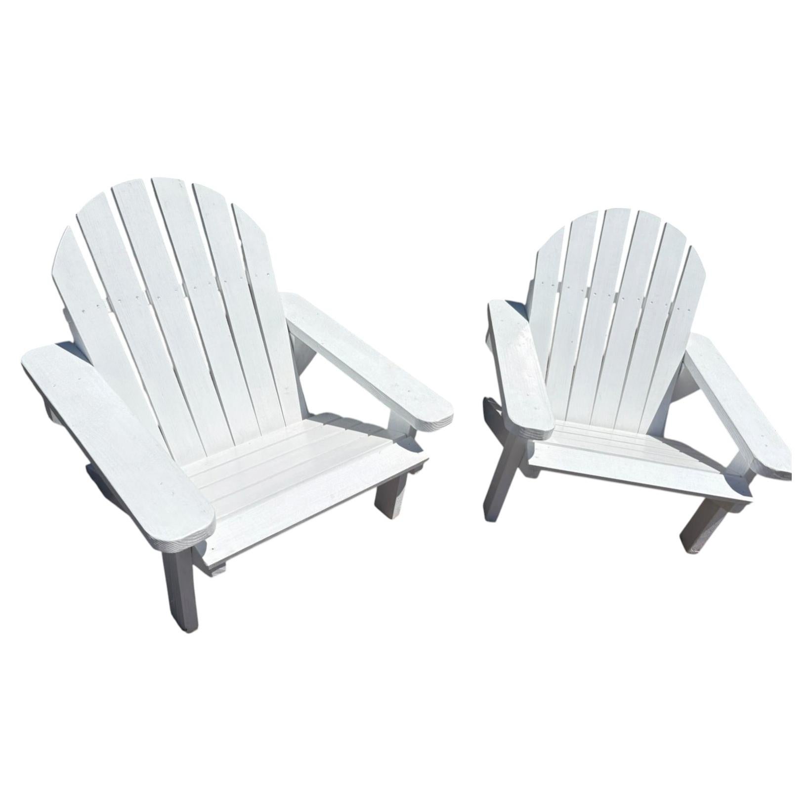 Pair of White Painted Adirondack Chairs -Pair