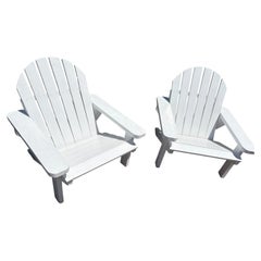 Paire de chaises Adirondack peintes en blanc - Paire