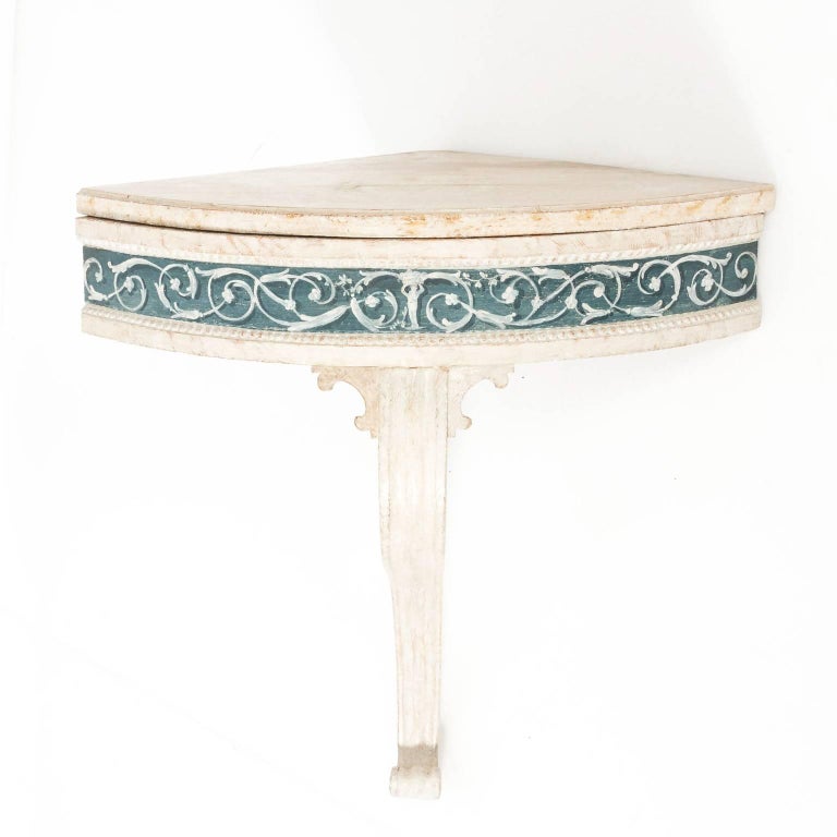 Pair Of White Painted Corner Console Tables For At 1stdibs Pair Of White Painted Corner Console Tables For 2