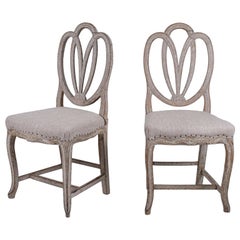 Pair of White Painted Gustavian Lindome Chairs