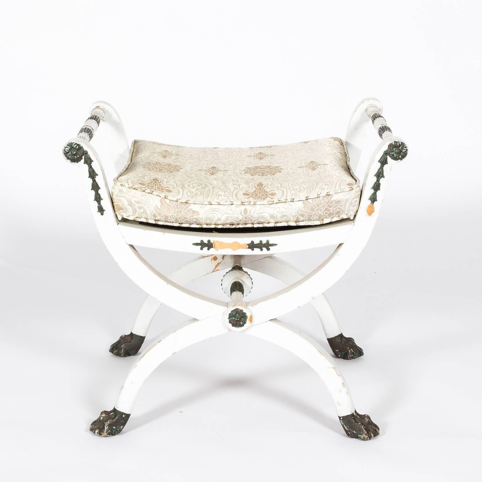 Pair of White Painted Gustavian Stools Attributed to Ephraim Stahl For Sale 11