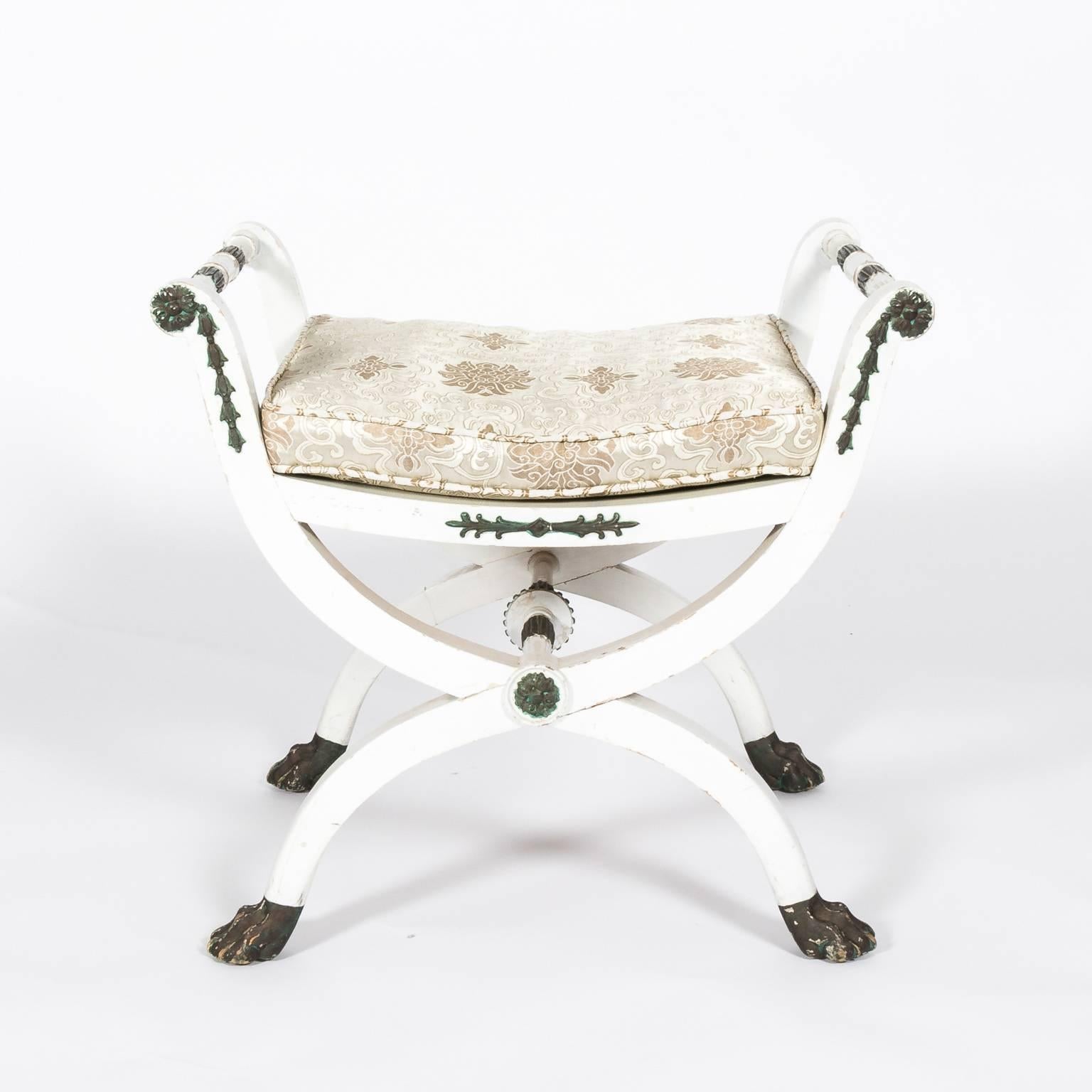 18th Century Pair of White Painted Gustavian Stools Attributed to Ephraim Stahl For Sale
