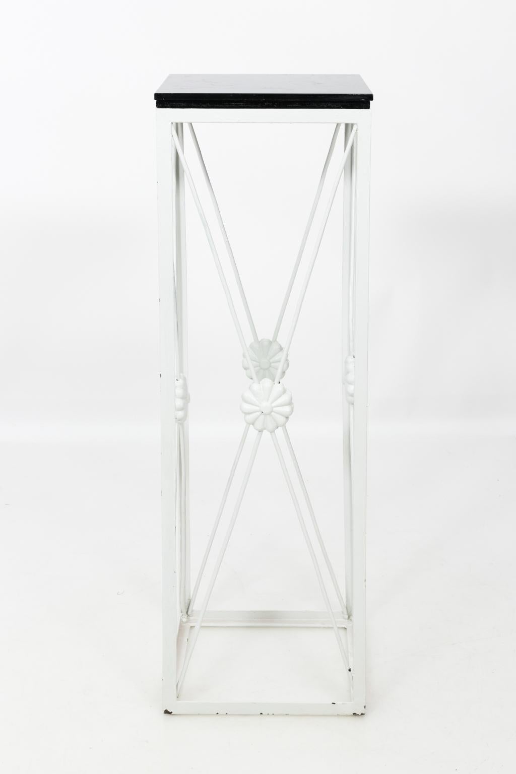 Pair of White Painted Iron Plant Stands, circa 1990 For Sale 5