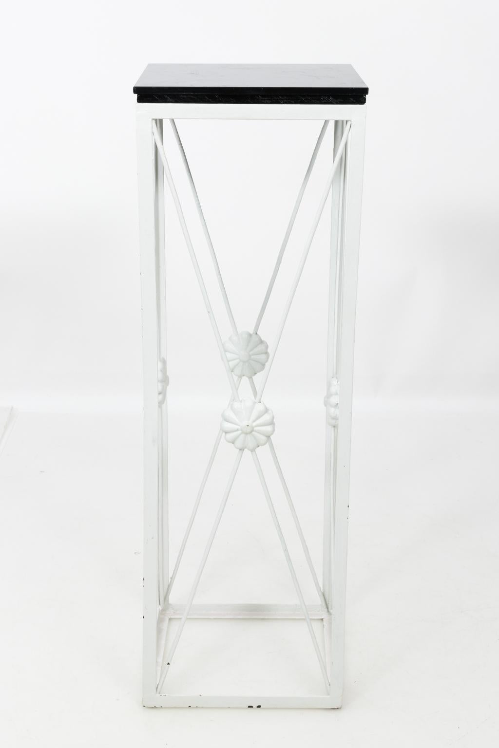 Pair of White Painted Iron Plant Stands, circa 1990 For Sale 1