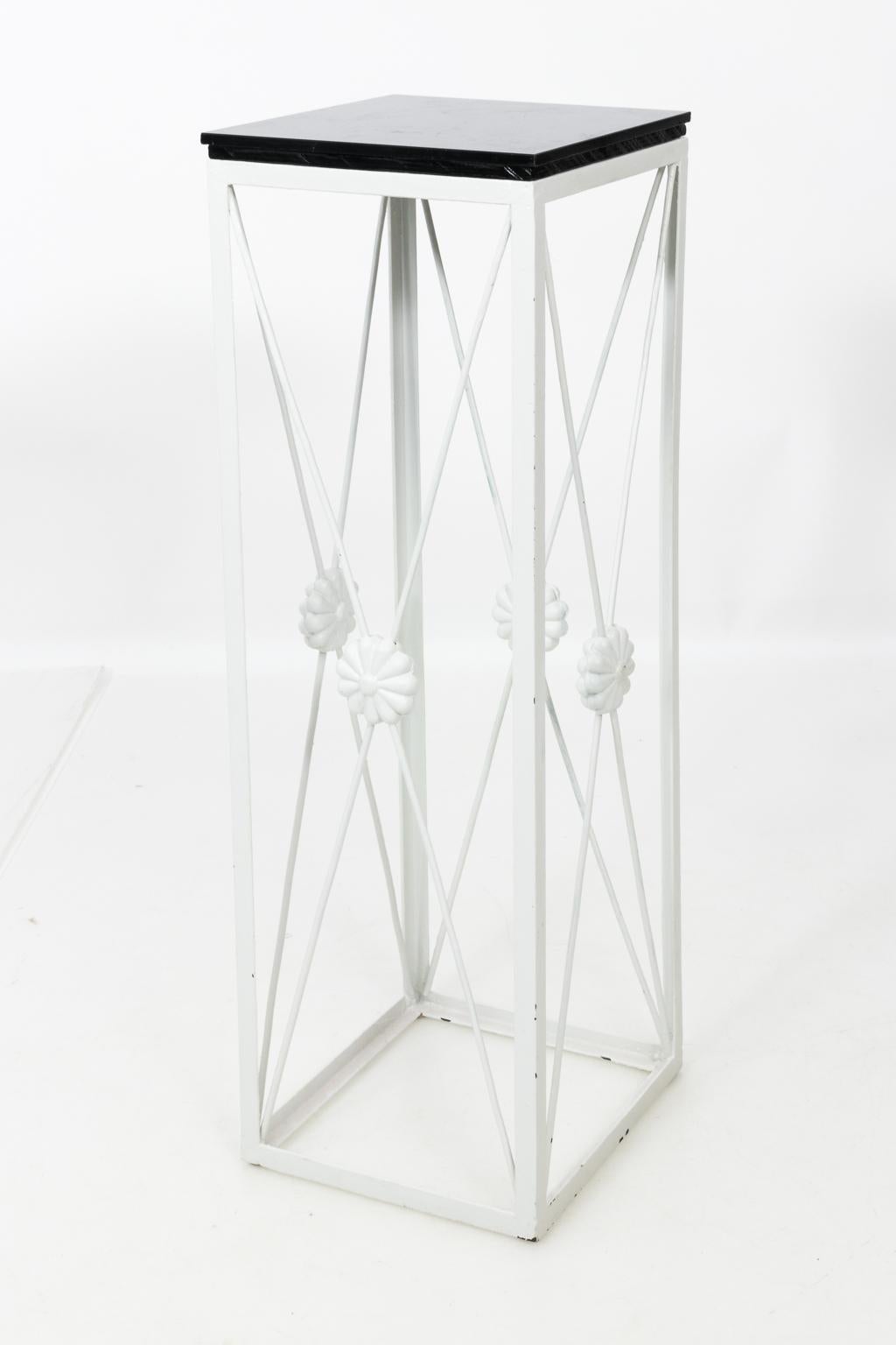 Pair of White Painted Iron Plant Stands, circa 1990 For Sale 2