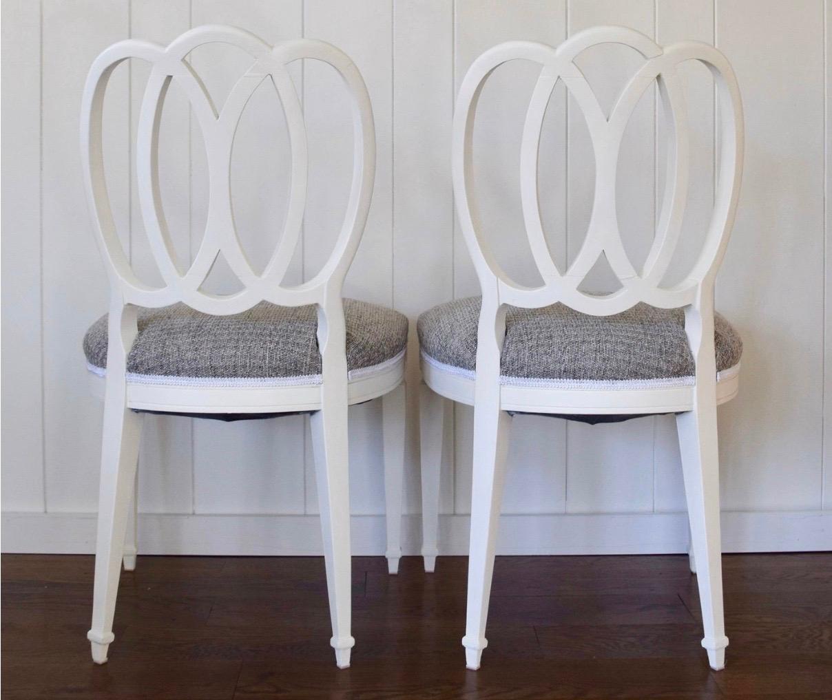 American Pair of White Painted Loop Back Side Chairs