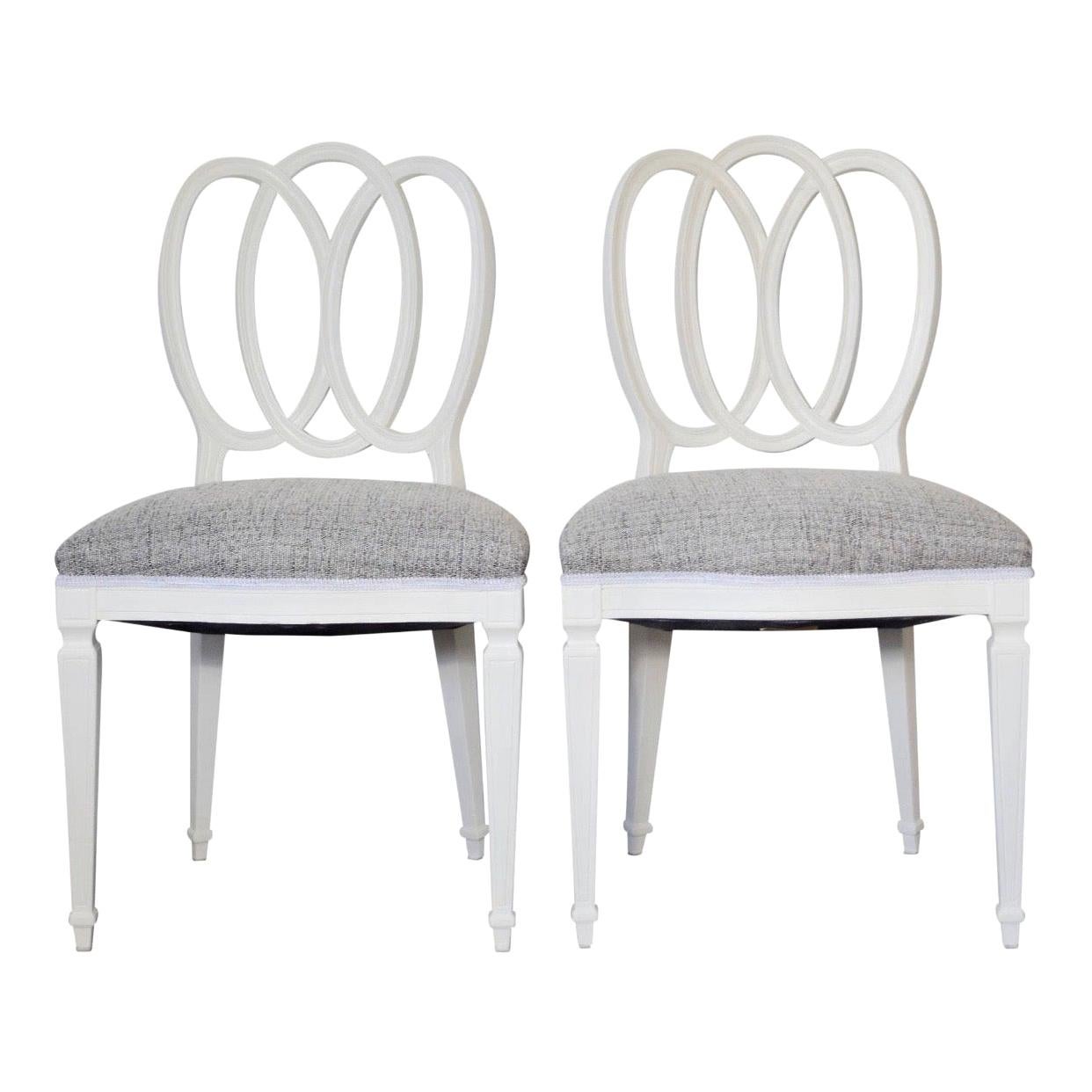 Pair of White Painted Loop Back Side Chairs