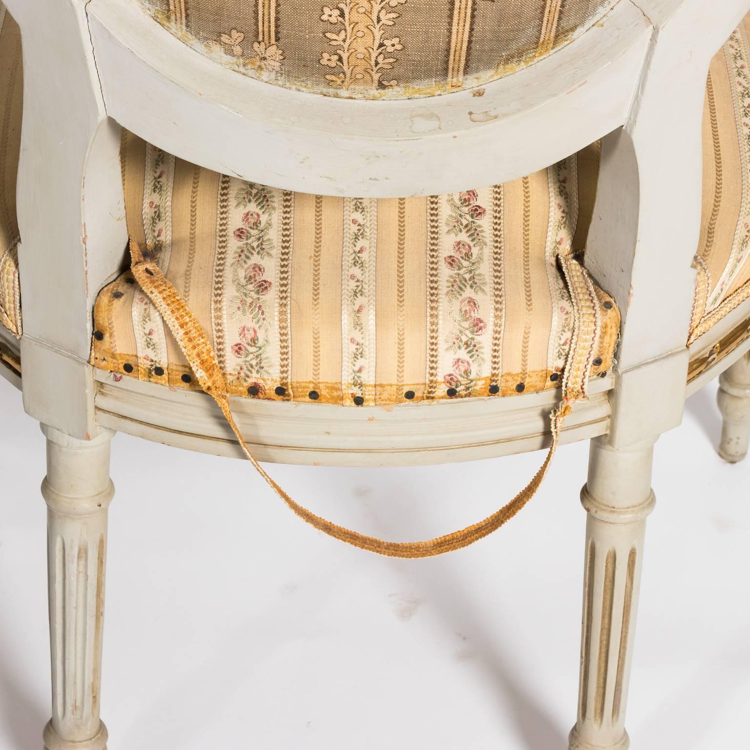 Pair of White Painted Louis XVI Style Armchairs 11