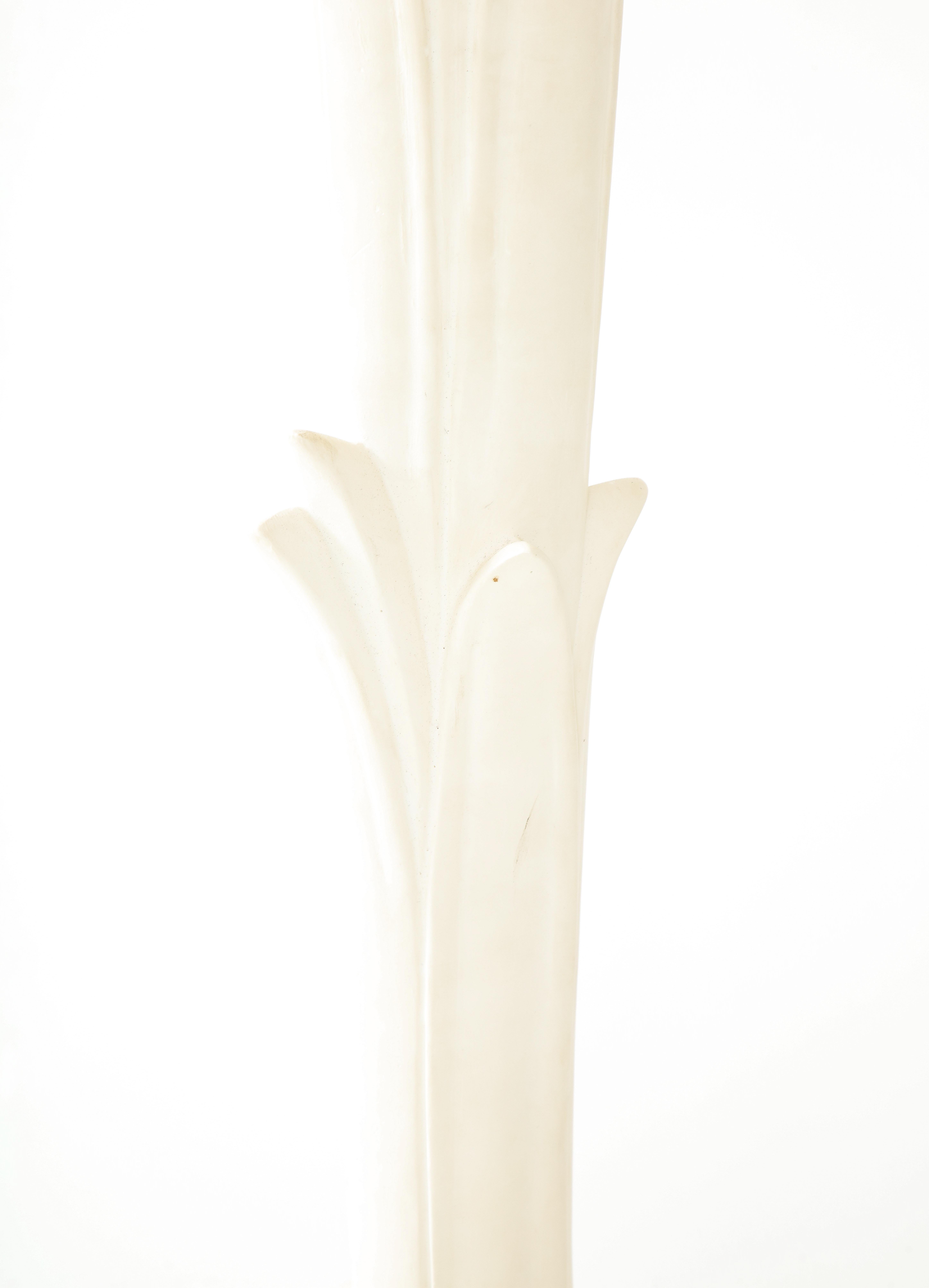 Pair of White Painted Pair of Fiberglass Torchères in the Manner of Serge Roche For Sale 9
