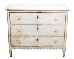 Pair of White Painted Portuguese Chest with Scalloped Base