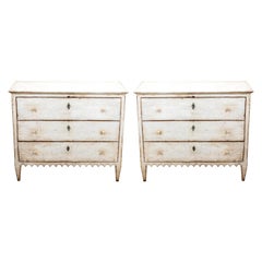 Pair of White Painted Portuguese Chest with Scalloped Base