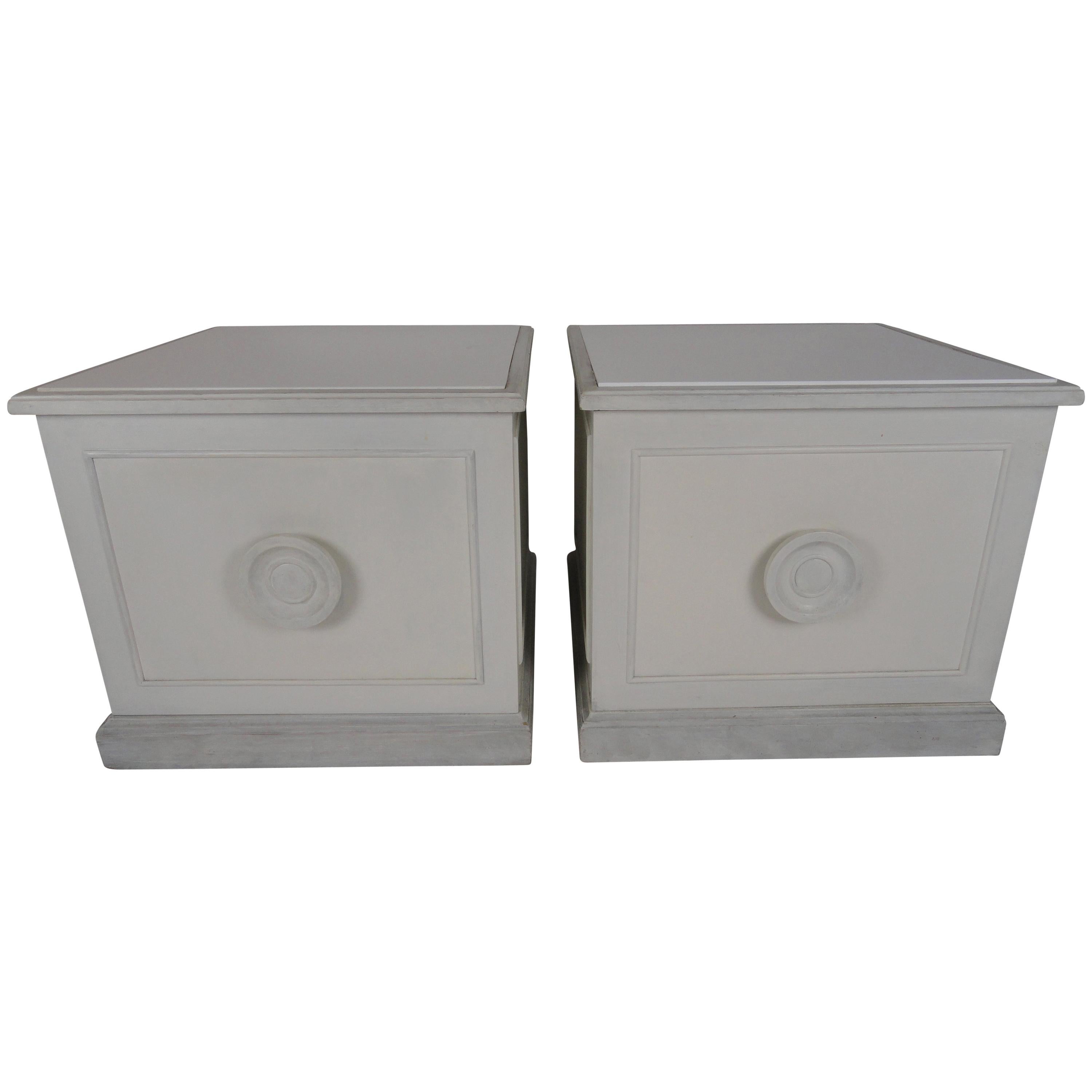 Pair of White Painted Side Tables